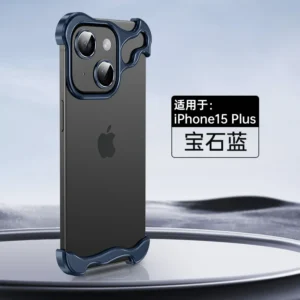 Wholesale Luxury Design Special-Shape Bare Metal Frame-less 15Promax Four-Corner Pad for Apple 16Pro Bare Feeling Phone Case