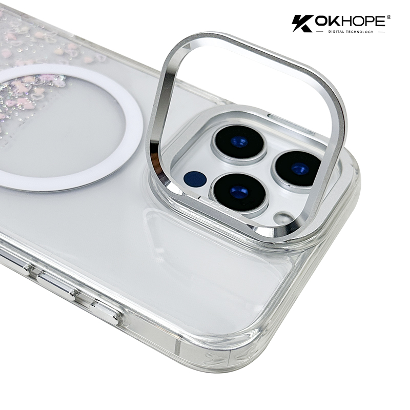 Sparkly Glitter Sequin Epoxy Phone Case for iPhone for Samsung Liquid Shockproof Back Cover with Holster Included
