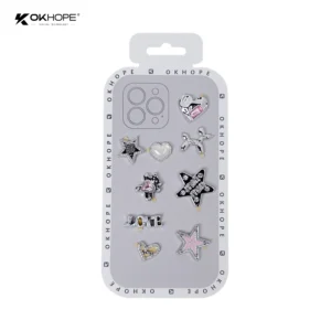Clear Shockproof Star Moon Rhinestone Tri-Color Chain Design Magnetic Wireless Charging Phone Case Compatible for Samsung
