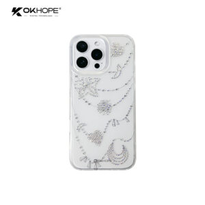 OKHOPE Transparent Shockproof Phone Case with Glitter Stars Moon Diamonds for Samsung Compatible Multi-Camera