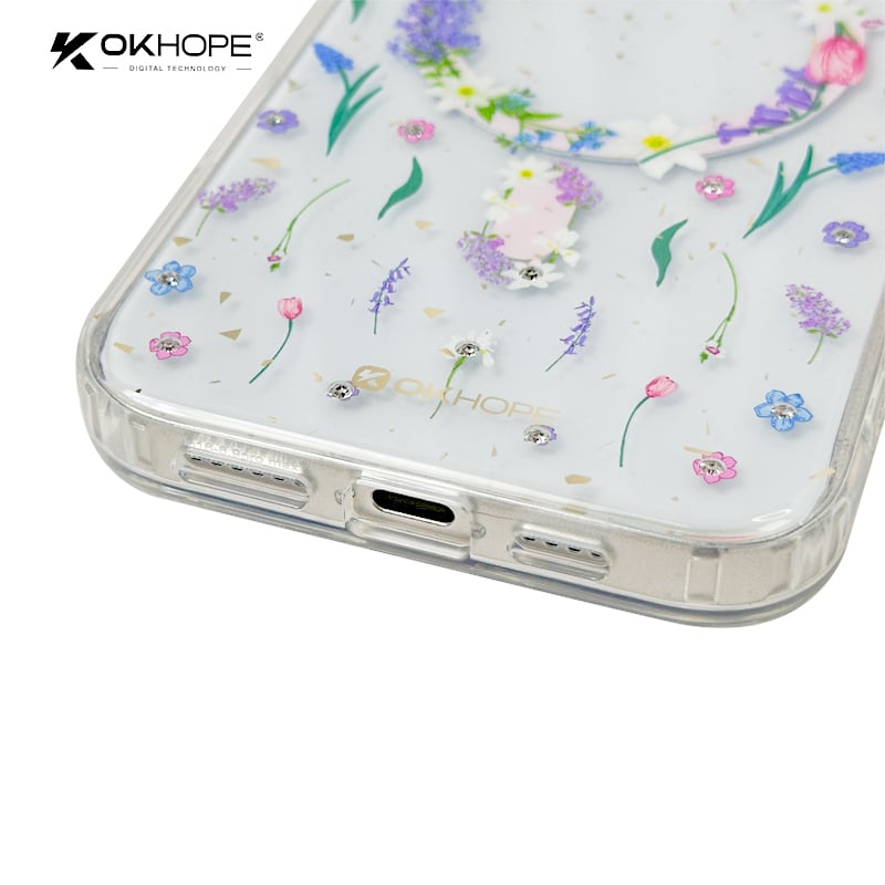 Luxury Floral Diamond IMD Soft TPU Phone Case for iPhone for Samsung Shockproof Back Cover